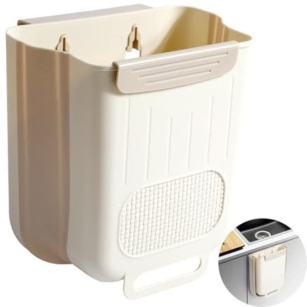 AiQInu Cubo de Basura Plegable para Colgar 5L, Contenedor de Compostaje para Puerta de Armario de Cocin/Camping/Coche/Baño/Oficina/Dormitorio (5L)