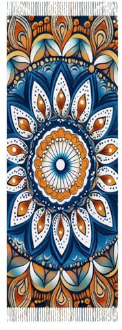 KETAFOUND Winterschal Für Damen – Schals Im Ethno-Stil Mit Bedrucktem Muster, Weicher, Warmer Pashmina-Schal, Trendige Decke, Stola, Für Mädchen Und Damen, Herbsttücher, Blau, 72 X 19
