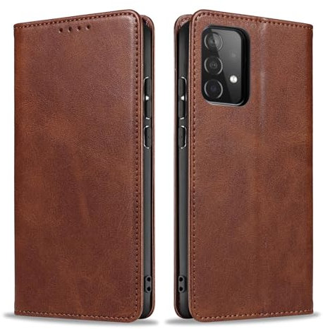 LBH Handyhülle Smartphone-Hülle für Samsung Galaxy A52 / A52 5G / A52s 5G Klapphülle Magnetverschluss Kartenfächer Geldfach Standfunktion Case Etui Rundumschutz Schutzhülle Dunkelbraun