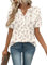 IECCP Womens Tops Summer Short Sleeve T-Shirts Fashion Dressy Tunic Blouses Office Wear Work Pleated Clothes Shirts Apricot Red M (UK 12-14)