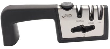 Knife Sharpener 4 in 1 – Mezos 3 Stage Manual Sharpening Tool for Kitchen, Straight & Serrated Knives