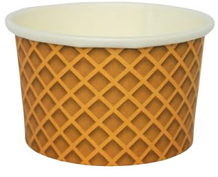 Lot de 250 coupes à glace en carton imprimé, revêtement PLA 110 ml, motif gaufré (5 barres = 250 pièces)