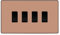 BG Evolve Polished Copper 4 Gang Light Switch 1x Intermediate 3x 2 Way Custom Grid Switch
