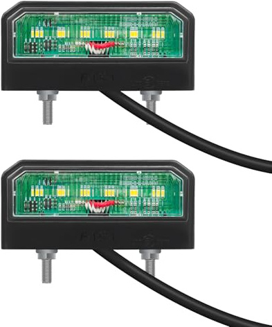 Yinaolan 2 Stück Kennzeichenleuchten, 6000K kaltweiß 6 LEDs, IP65 wasserdicht, ABS+PC Gehäuse, 12/24V für Anhänger Auto Wohnwagen LKW, E-Prüfzeichen