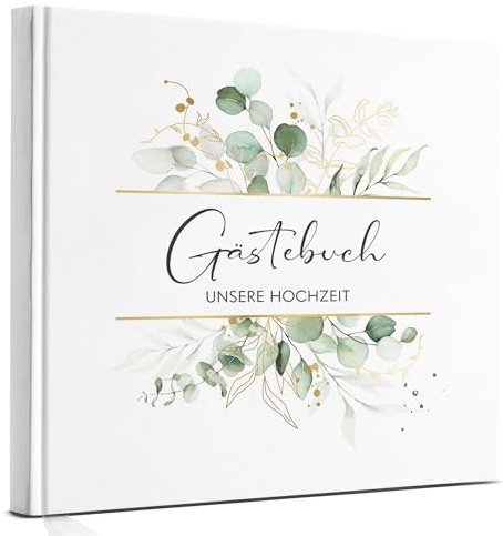 Marvelights Hochzeitsgästebuch, Gästebuch Hochzeit, Hochzeit Gästebuch Hardcover, 120 Blanko-Seiten, Goldprägung, hochwertig, elegant, zur Hochzeit