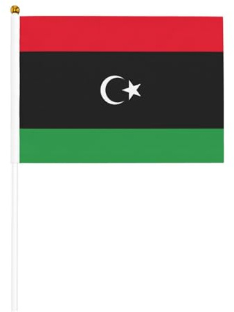 Bedruckte Handflagge mit libyscher Flagge, einfach aufzubauende Banner mit leichten Tragegriffen