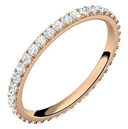 Ring Rosegold von AMOONIC mit Zirkonia Verlobungsringe (Silber 925 hochwertig vergoldet) Memoryring Vorsteckring Zirkonia Stein Damenring Damen Heiratsantrag Memory Memoire FF589VGRSZIFA56