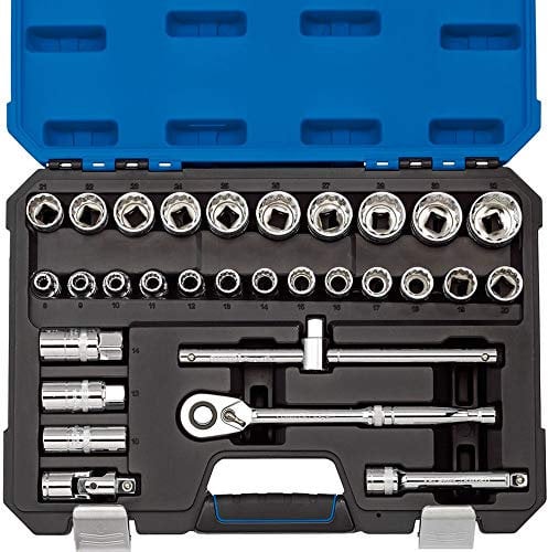 Draper 16466 1/2-Inch Square Drive Metric Polished Chrome 30 Piece Socket Set
