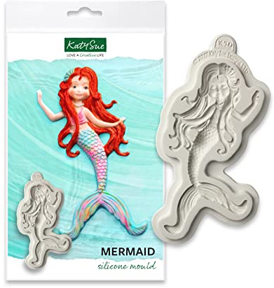 Katy Sue Mermaid Silicone Mould for Cake Decorating & Crafts. Makes a Mermaid Sized at 130 x 62 Millimetres for use with Fondant, Sugar Paste, Gum Paste, Air Dry Clay by Katy Sue Moulds