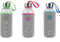 Cook Concept KA1778 Bouteille De Transport Avec Housse Néoprène Et Dragonne Détox Verre Transparent Gris Et Bleu Ou Rose Ou Vert D7 x H19,5 Cm