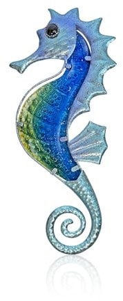 Liffy Metall Seepferdchen Wanddekoration Ozean Glas Kunst im Freien hängen Strand Dekoration blau Meer Leben Skulptur für Terrasse, Veranda, Zaun, Badezimmer