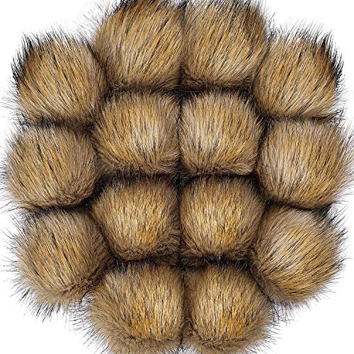 Bememo 14 Stücke Hut Faux Pelz Pom Pom Ball DIY Faux Fuchs Pelz Pompom für Hüte Schuhe Schals Tasche Charme (Natürlich)