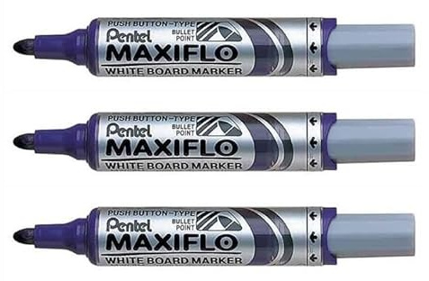 Pentel Marker für Whiteboard, Maxiflo, MWL5M, Violett, 3 Stück