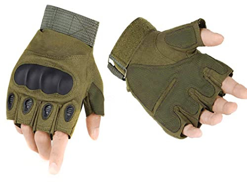 ThreeH Taktische Halbhandschuhe Halbfinger Verschleißfeste Anti-Rutsch Airsoft Radhandschuhe GL07XL,Green