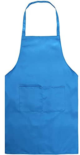 BE-TOOL Delantal de chefs Chefs, unisex, duradero, cómodo, con bolsillo frontal, lavable, para cocinar, hornear, cocina, restaurante, manualidades, azul, 70CMx60CM