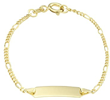 Amor Identarmband Unisex Mädchen Jungen Armschmuck, 12+2 cm, Gold, Kommt in Schmuck Geschenk Box, 2014337
