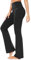 baleaf Yogahose Damen High Waist Schlaghose Bauchkontrolle Freizeithose Baumwolle Sporthose lang Yoga Pants mit Taschen Regulär/Groß Schwarz XL