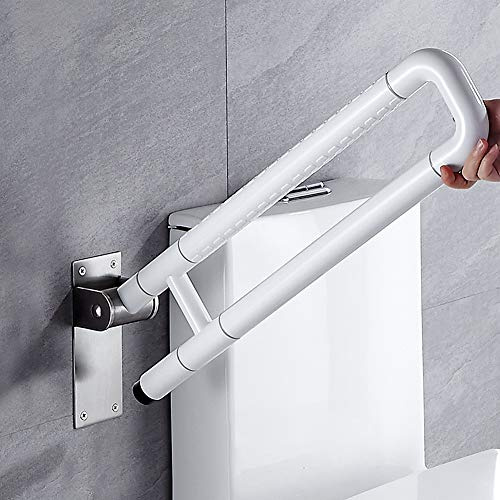 Barre d'Appui WC, Barre D'appui Pliable pour Toilettes Main Courante De Sécurité De Salle De Bains arre WC Handicapé avec Porte Rouleau Barre de Securité WC Barre de Maintien WC