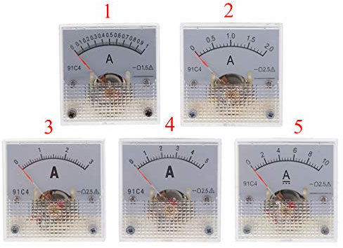 LOVIVER 5Pcs DC Analog Panel Messgerät Amperemeter Voltmeter 91C4 0 1A / 10A