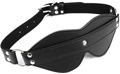 Augenmaske Erotik Sex Schwarz Blickdicht Leder Geschirr mit Nieten Einstellbar Rollenspiel SM Bondage Fesseln Augenbinde Fetisch Sexspielzeug für Erwachsene Paare Liebhaber
