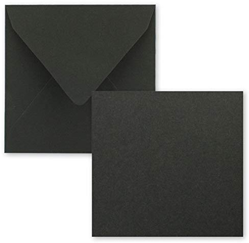 Quadratisches Einzelkarten-Set - 15 x 15 cm - mit Brief-Umschlägen - Kraftpapier Schwarz - 25 Stück - für Grußkarten & mehr - FarbenFroh by GUSTAV NEUSER
