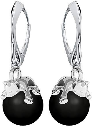 Ohrringe Silber 925 Hängend für Damen Katze Ohrringe Hängend mit Kristallen - Schmuck für Sie - Silber Ohrringe Mädchen Ein Geschenk für eine Frau Handmade: Ohrringe