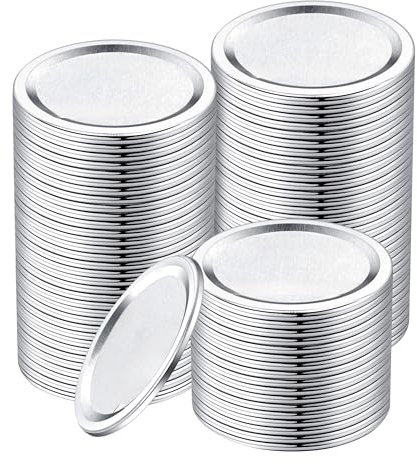 100-Count [Wide Mouth] Canning Lids for Ball, Kerr Jars - Split-Type Metal Mason Jar Lids for Canning - Food Grade Material, 100% Fit & Airtight for Regular Mouth Jars (86mm Wide Mouth（100 Lids）)