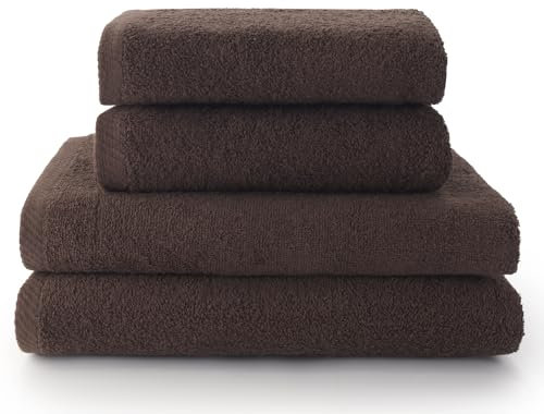 Top Towel - Plus - Toallas de baño grandes - Toallas baño - 2 toallas de mano o lavabo + 2 toallas de ducha - Algodon 100% - Marron