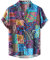 Shirt Herren Bedruckt Lässig Übergröße Blumen Kurzarm (XL,Blau-2)