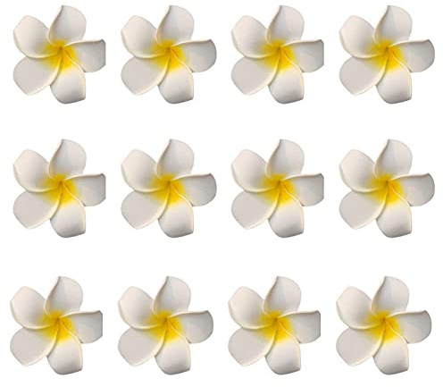 12 pinzas para el pelo de espuma de plumeria blanca hawaiana con flores de plumeria horquillas para el pelo de flores de plumeria, accesorios para el cabello nupcial, para fiesta de verano, fotografía