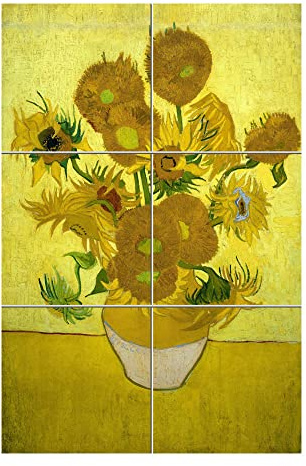 Quadro Mosaico di 6 mattonella in Ceramica di cm. 10x10 con Stampa Quadro di Van Gogh. Misura Mosaico cm. 20x30