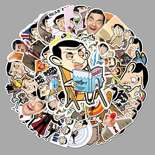 50PCS Mr. Bean Stickers - Comedy Stickers for Teens Boys & Girls - Vinyl Skateboard Guitar Door Laptop Luggage Car Bike Water Bottle Birthday Party Supplies
