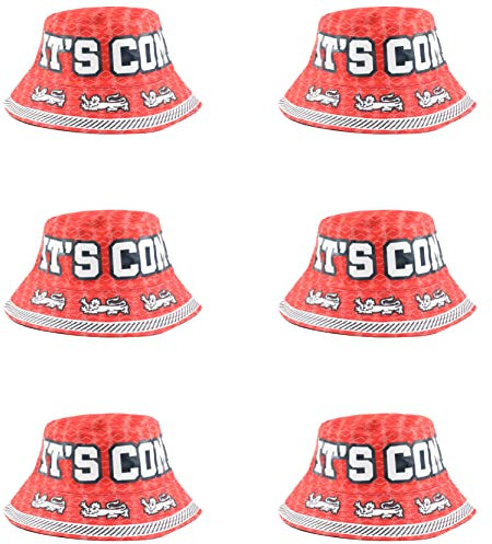 LOVETRENDS England Bucket Hat – 1 Stück – roter Fischerhut mit It's Coming Home und Three Lions-Aufdruck – English Football WM Fans Zubehör