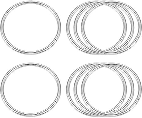 sourcing map 8 Stück Metall O Ringe 50mm(1.97) Innendurchm. 3.5mm Dicke Mehrzweck Ungeschweißte O Ring Schnalle für Handwerk Gürtel Geldbörse Handtasche Herstellung Hardware Silber Ton