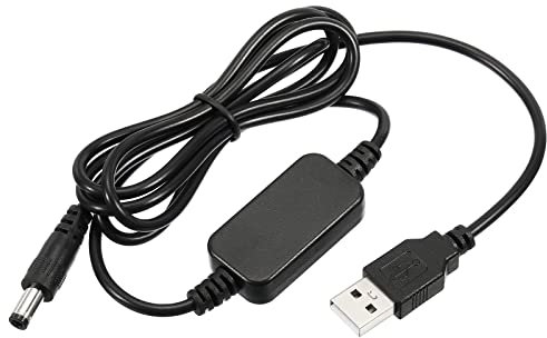 YOKIVE CC 5 V a DC 9 V USB Paso Up Voltaje Convertidor, Alimentación Cable con DC Jack 5,5 mm x 2,5 mm, para Enrutadores, Cámara, Coche Conducción Grabador (Negro, 12W 2A)