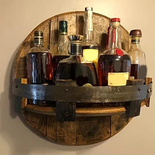 Espositore per Bottiglie di Liquore a Parete Realizzato a Mano - Rotondo Vintage per Vino, Whisky e Bar da Cucina