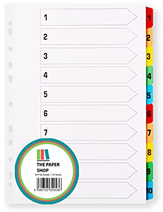 Ordnungsteiler A4, 10-teilige Ordner-Trennblätter für Ringbücher & Aktenordner, Ordner & Fächerregner (1)