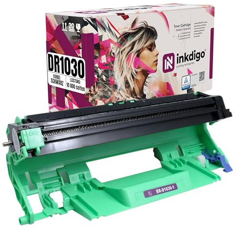 INKDIGO Trommel DR1030 kompatibel mit Brotherdrucker I Trommeleinheit leicht zu montieren I Drum Brother DCP-1510,DCP-1601, DCP-1610W, DCP-1616NW, HL-1110, HL-1112