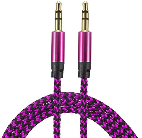 sourcing map Aux Kabel 3.5mm Stecker an Stecker Nylon Geflochten 3Ft Anschlusskabel Rose Rot für Kopfhörer Smartphone Heim/Auto Stereoanlage Lautsprecher Computer