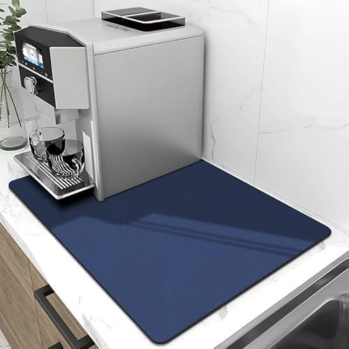YQBFTC Tapis Absorbant Vaisselle, Tapis Egouttoir Vaisselle, Tapis de Machine à Café, Tapis de SéChage Vaisselle Egouttoir Antidérapant pour Cuisine, Bar(30 x 40cm,Bleu Foncé)