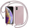 AOMYKE Handyhülle für iPhone X/iPhone XS Hülle mit Band, Handyband iPhone X/iPhone XS Hülle zum Umhängen Schutzhülle mit Kette Kordel Weich TPU Liquid Silikon Case, Pink