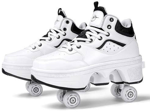 2 in 1 Schuhe mit Rädern, Rollschuhe Skateboard Schuhe, Multifunktionale Deformation Skate Schuhe, Outdoor Turnschuhe für Männer und Frauen,35