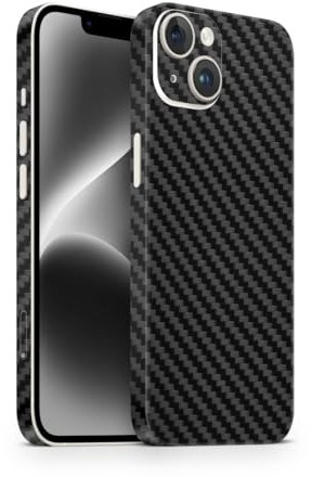 TF Skins passend für iPhone 13 Skin Schutzfolie für die Rückseite und Seiten in edler Optik inkl. Kameraschutz Schutz vor Kratzern (Carbon Black)
