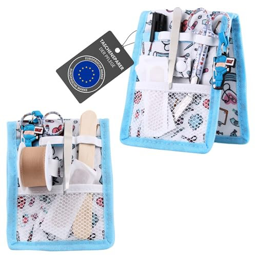 Ph Pro Heat Porta Penne Infermieri da Tasca - Infermiere Accessori con Calamite - Organizer Infermiere - Porta Oggetti Infermiera Tasca. (Bianco E Azzurro Chiaro)