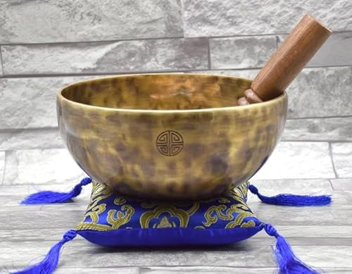 Bol chantant tibétain de pleine lune de 12,7 cm, bol sonore profond et résonant, bol chantant tibétain fait à la main pour yoga, guérison zen
