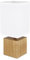 GLOBO LED Tischlampe dimmbar mit Fernbedienung Holzleuchte Nachttischlampe Tischleuchte Wohnzimmer Leselampe Textil weiß, RGB Farbwechsel, 4,8W 470lm warmweiß, LxBxH 12x12x30 cm