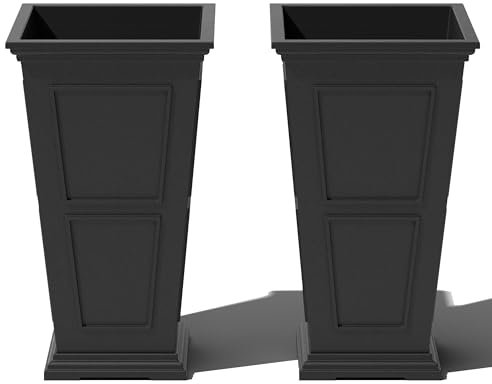 Veradek Fairmont Grande jardinière en plastique – Grand pot de fleurs d'extérieur pour porche | Résistant aux fissures et aux intempéries | Design classique pour grandes plantes, fleurs, arbres