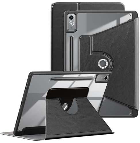 TOPCASE Ultra Slim Hybrid Case Compatible with Lenovo Tab P12 TB371FC 12.7-inch 360° Rotating Smart Tablet Case with Pen Holder and Auto Sleep/Wake,Black