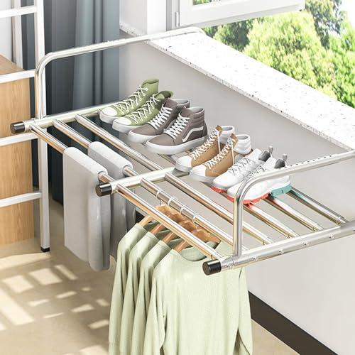 Verstellbarer Griff Balkon-Wäschetrockner, Teleskop Balkon-Wäschetrockner Stabiler Wäschetrockner Zum Einhängen, Geeignet Für Balkon, Fensterbank, Außenbereich, Geländer, Schnelles Wäschetrocknen ( Si