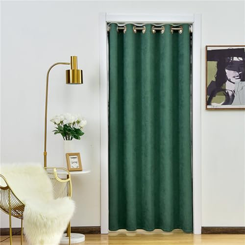 Odot Solide Farbe Blackout Vorhang mit Ösen, Verdicken Verdunkelungsvorhänge Raumteiler Vorhang Thermo Türvorhang Thermovorhang - Winddicht Türtrenner/Raumverdunkelung (Dunkelgrün,150x200cm)
